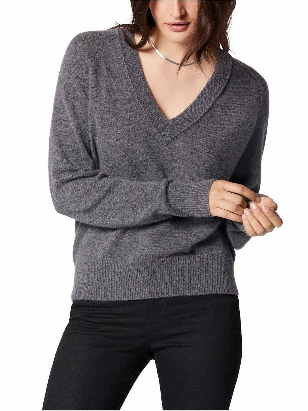 NWT$295 Equipment Madalene Dark Gray 100% Cashmere Sweater, M, Medium, 23”PTP